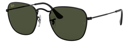 Anteojos de sol Ray-Ban Round Frank Legend Standard con marco de metal color polished black, lente green clásica, varilla polished black de metal - RB3857