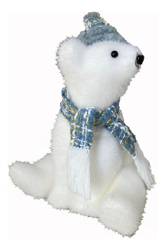 Enfeite De Natal Decoração Urso De Neve Com Cachecol Azul