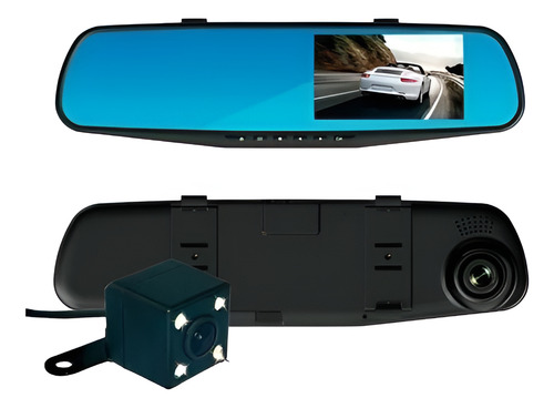 Espejo Retrovisor + Cámara Frontal Y Cámara Retroceso Hd