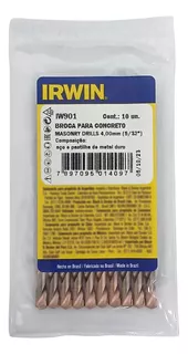 10 Broca Irwin Videa 4mm (5/32) Concreto Iw901