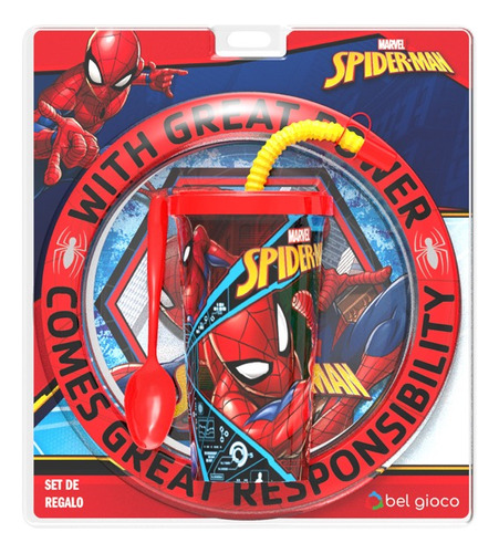 Spiderman Blister Plato + Vaso Sport + Cuchara