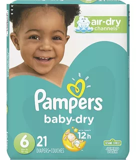 Pañales De Talla 6, 21 Count - Pampers Baby Dry Desechables