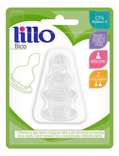 Bico De Mamadeira Lillo Orto Silicone Tam2 6 Meses C/2 Unid