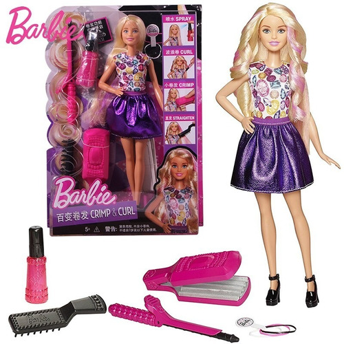 Barbie Muñeca Ondas Rizos Y Peinar Diseñadora De Peinados