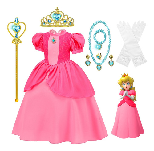 Disfraz De Super Brothers Peaches Para Niñas Vestido De Princesa Fiesta De Halloween Navidad