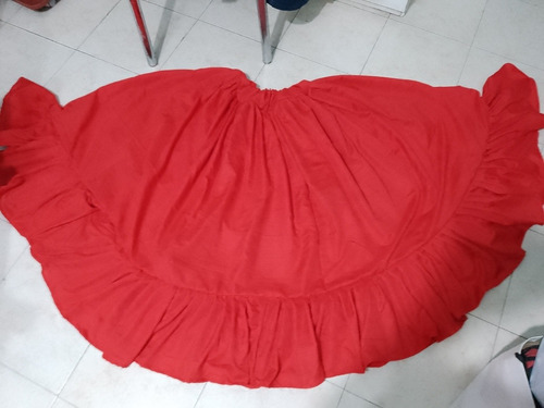 Pollera Plato Rojo 470 X 90 Cms Volados Más De 7 Metros