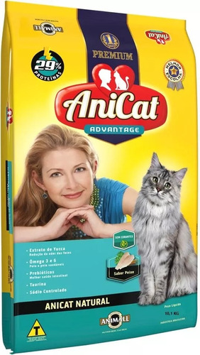 Ração Para Gatos Natural Premium Anicat 10,1kg Sem Corantes