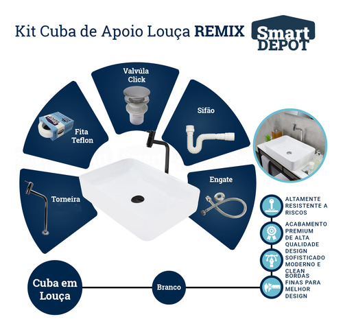Kit Cuba Completa De Banheiro Com Torneira E Válvula Click