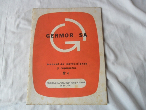 Manual Instrucciones Germor Arado Rastra Antiguo Tractor