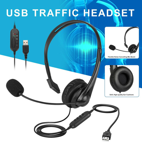 Auricular De Computadora Usb Cancelación De Ruido Control