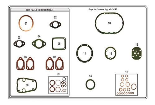 Jogo De Juntas Motor Agrale M80 Com Junta Do Cabeçote