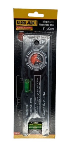 Nivel Mini Magnético Black Jack 200mm C/medidor Angulos D128