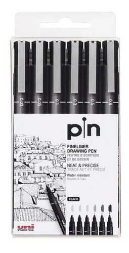 Imagem 1 de 1 de Caneta Uni-ball Pin 200 Estojo Com 6 Unidades