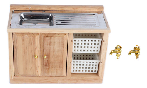 Mini Lavabo De Madera Tipo Casita De Muñecas De Tamaño 1:12
