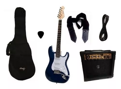 Combo Guitarra Electrica Parquer Azul Amplificador 10w Funda