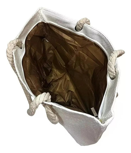 Bolsa Branca Estruturada Forrada Resistente Grande Luxo