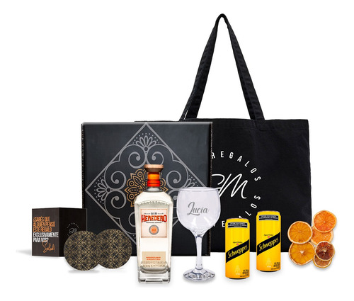 Kit Gin Heredero + Una Copa Grabada + Agua Tonica Schweppes
