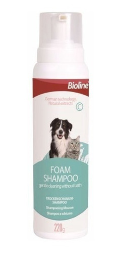 Espuma Seca Shampoo Perro Y Gato  Bioline 220 Ml 