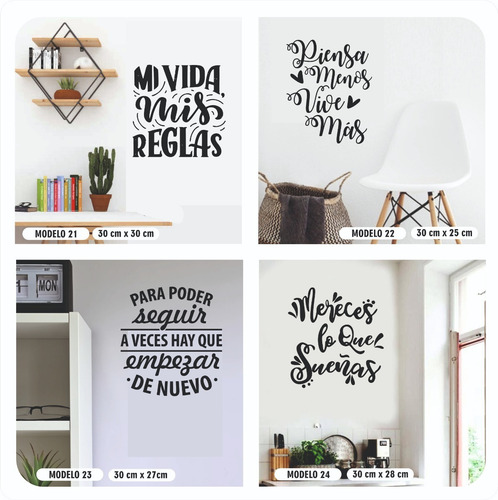 Imagen 6 de 10 de Vinilo Decorativo Frases Pared Vidrio Heladera Espejo Puerta