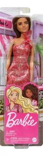 Barbie Glitz Pelo Castaño Y Vestido De Gala Con Moño Rojo