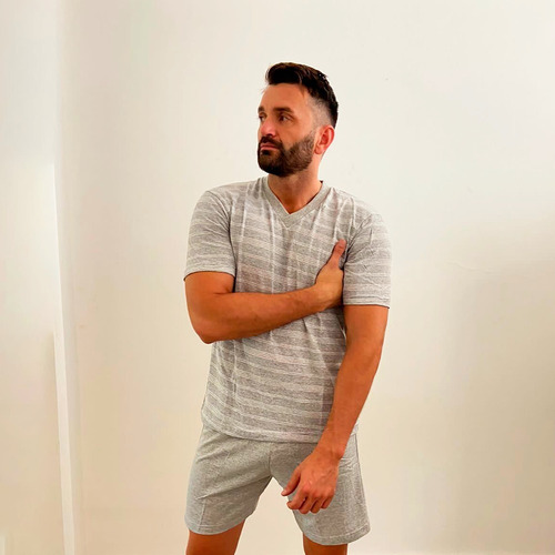 Imagen 2 de 9 de Pijama Clasico Hombre Verano Algodon Rayado- Macys 999