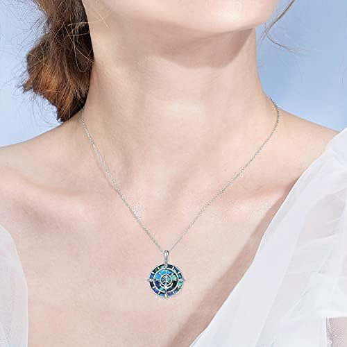 Peireara Collar De Brújula Náutica Para Mujer De Plata De De