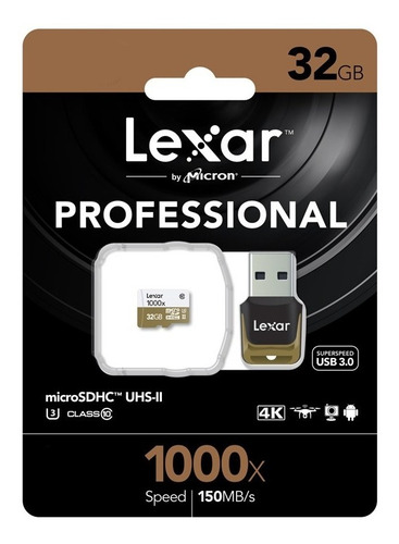 Imagen 3 de 3 de Tarjeta Microsd Lexar Professional 32gb 1000x 150mbs (4590)