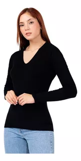 Sweater Básico Mujer Color Negro