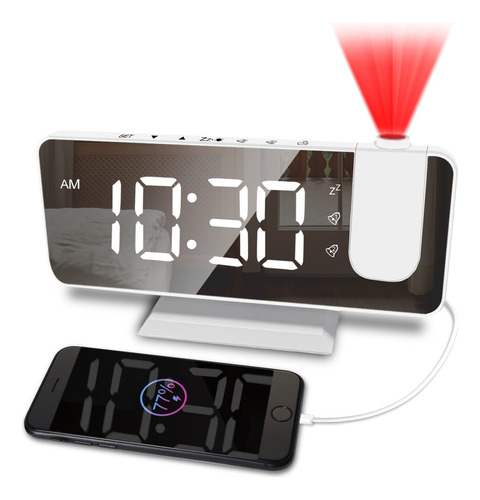 Centolla Projection Alarm Clock For Bedroom,7.4 Inch Large L