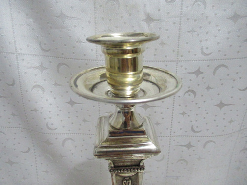 Antiguo Par Candelabros Plateados Shabbat Polonia Podwójne (Usado)