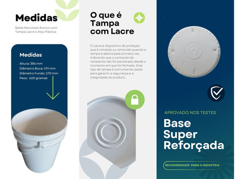 Balde 20l Reciclado Para Isca Peixe - 4 Pçs