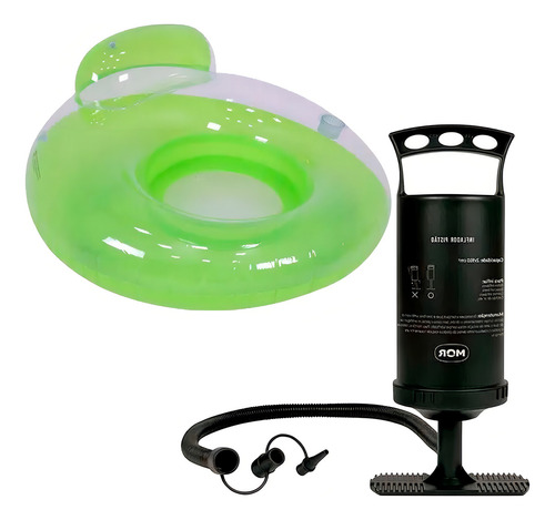 Kit Boia Inflável Porta Copo Poltrona + Inflador Manual Cor Verde