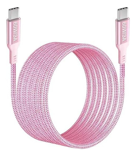 Cable Usb C A Usb C De 60w 30 Pies Rosa Tipo-c De Carga Rápi