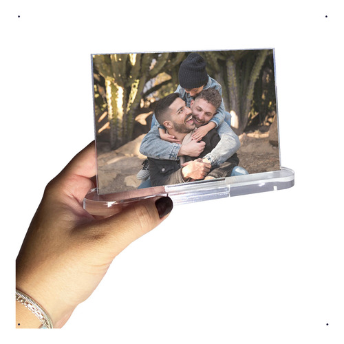 Porta Foto Retrato 15x21 Em Acrílico Com Base Fixa 02 Fotos