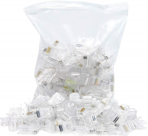 Imagem 1 de 3 de Kit 100 Conector Rj45 Cabo Rede Lan Plug Ethernet Cat5e