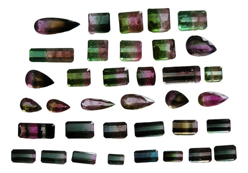 Lote Turmalina Bicolor 103,5ct Lapidada 36 Pedras Natural