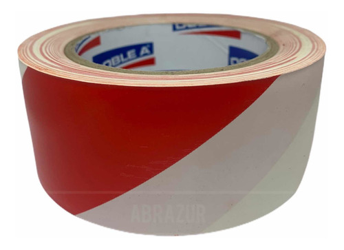 Cinta Pvc Autoadhesiva Roja Y Blanca Doble A 48mm X 33mts