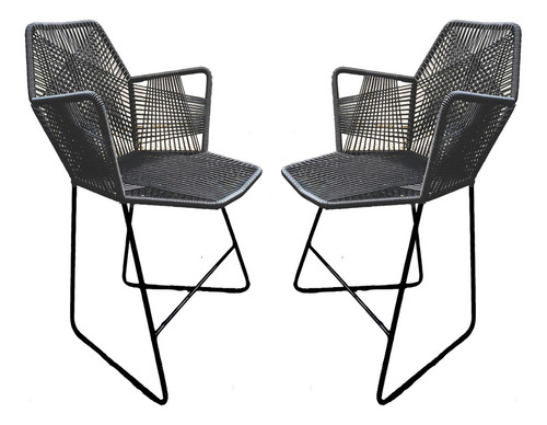 Silla Comedor Acapulco Fly Con Brazo 2pzs Ikapali Color Negro