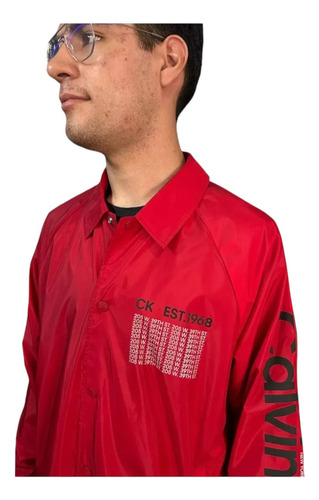 Chamarra Calvin Klein Impermeable Rojo Para Hombre- Original