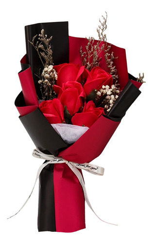 Ramo De Jabón Floral Fragante, Regalo Romántico, Rosa Roja