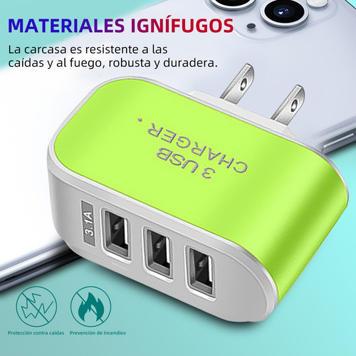 Cargador De 3 Puertos Con Usb Led Multifuncional
