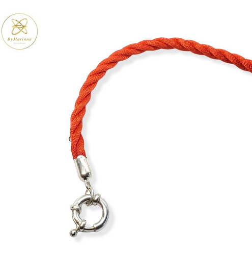 Imagen 4 de 10 de Pulsera Plata Hilo Seda Rojo Con Marinero