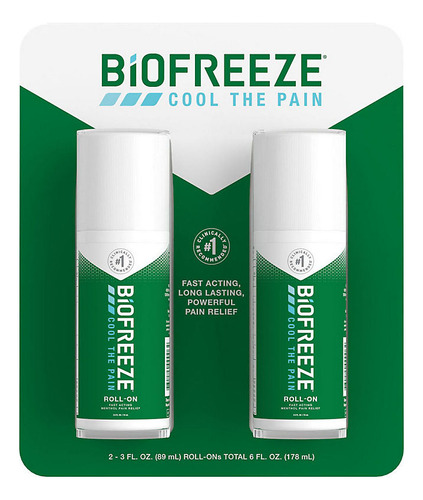Biofreeze Pain Relief Roll On Fast Act, Paquete Con 2
