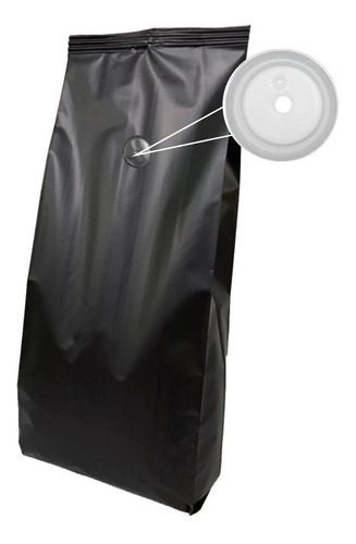 200 Bolsa Negra C/ Valvula Para 1kg De Cafe Color Negro Mate