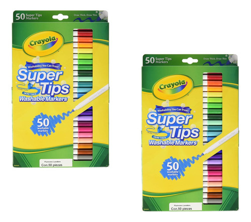 Super Tips 50 Plumones Lavables Crayola Paquete De 2 Pz