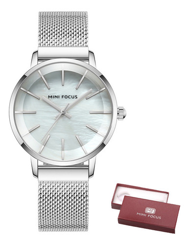 Reloj Mini Focus Fashion con correa de malla de cuarzo 0257, color blanco