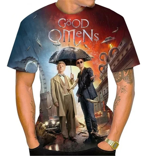 Camiseta De Manga Corta Con Estampado 3d Good Omens