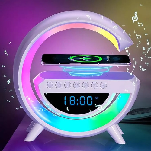Lámpara Parlante Alarma Tipo G Bluetooth Carga Inalámbrica