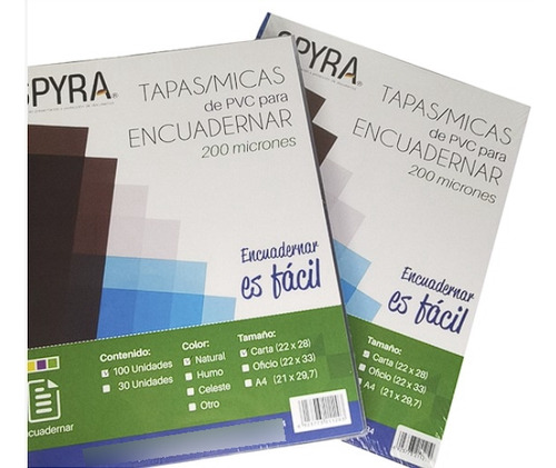 Tapas/micas Para Encuadernar  200 Micrones, Marca Spyra 