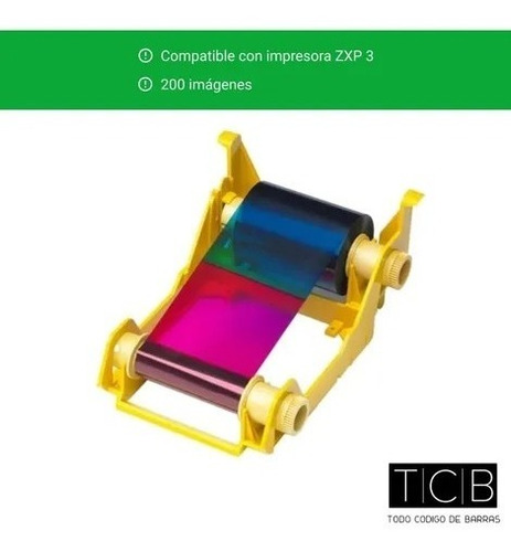 Imagen 2 de 5 de Ribbon Zebra Zxp3 Color 200 Imagenes Zxp Series 3